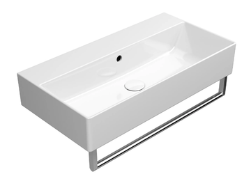 KUBE X 70X37 - Rectangular single ceramic washbasin with towel rail by GSI ceramica - view 2